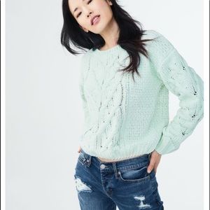 Mint cable knit sweater